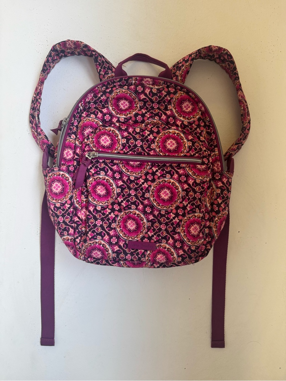 Vera Bradley Iconic Campus Backpack Raspberry Medallion